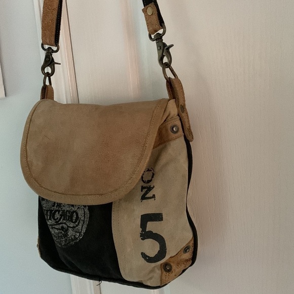 Myra Bag Brown black Chicago distressed Crossbody/Shoulder Bag Genuine Leather - Picture 13 of 16